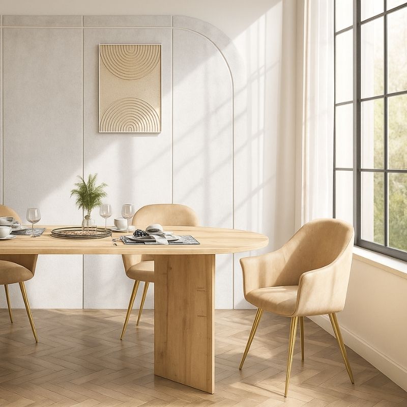 Cortado Megapap melamine dining table in sapphire oak color 200x90x74cm.