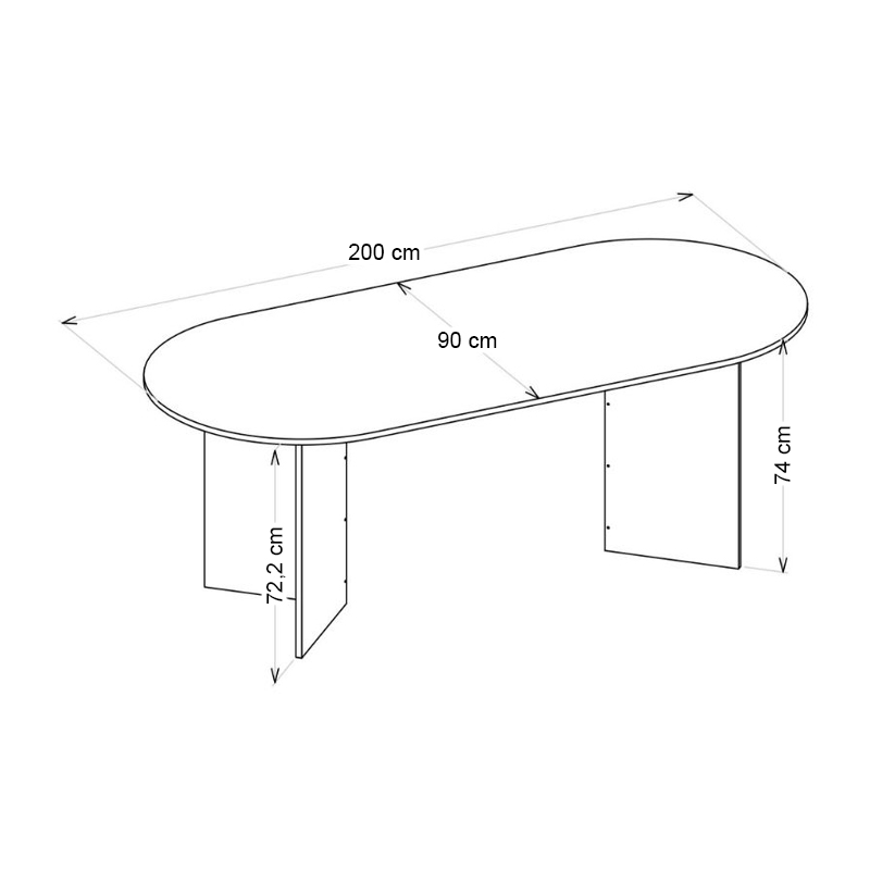 Cortado Megapap melamine dining table in sapphire oak color 200x90x74cm.