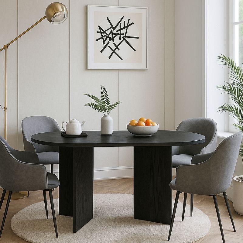 Cortado Megapap melamine dining table in sencron black color 138x80x75cm.