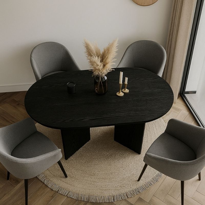 Cortado Megapap melamine dining table in sencron black color 138x80x75cm.