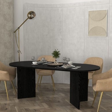 Cortado Megapap melamine dining table in sencron black color 200x90x74cm.