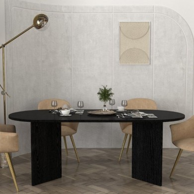 Cortado Megapap melamine dining table in sencron black color 200x90x74cm.