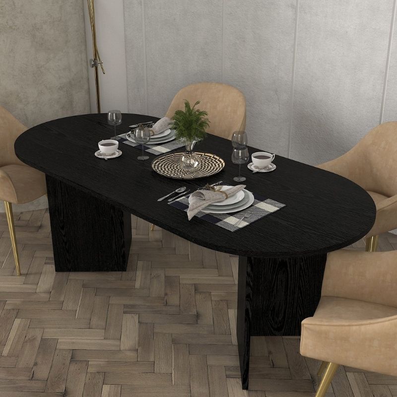 Cortado Megapap melamine dining table in sencron black color 200x90x74cm.