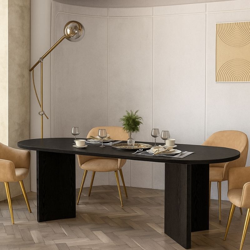 Cortado Megapap melamine dining table in sencron black color 200x90x74cm.