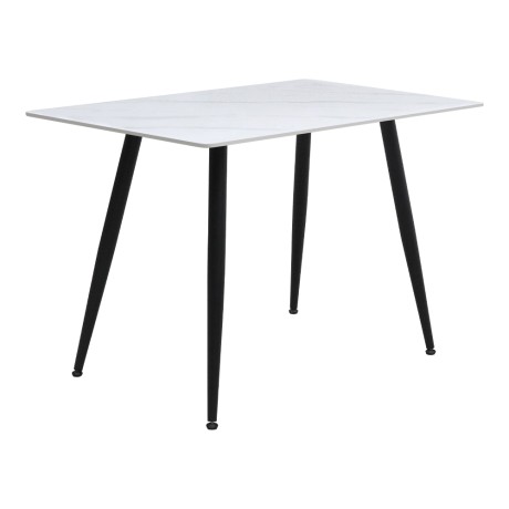 Enzo Megapap sintered stone - metal table in white marble effect and black metal legs 120x70x77cm.