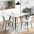 Enzo Megapap sintered stone - metal table in white marble effect and black metal legs 120x70x77cm.