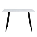 Enzo Megapap sintered stone - metal table in white marble effect and black metal legs 120x70x77cm.