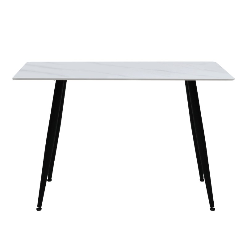 Enzo Megapap sintered stone - metal table in white marble effect and black metal legs 120x70x77cm.