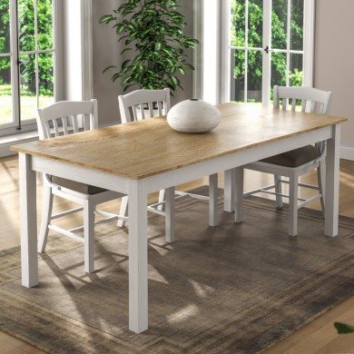 Fira Megapap melamine - MDF dining table in white - oak color 180x90x78cm.