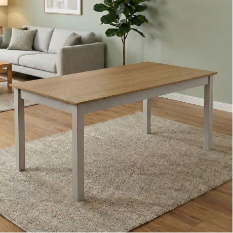 Τραπέζι Fira Megapap χρώμα λευκό - φυσικό οξιάς 180x90x78εκ.