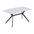 GALI Dining Table 140x80cm Metal Black/Sintered Stone White Marble