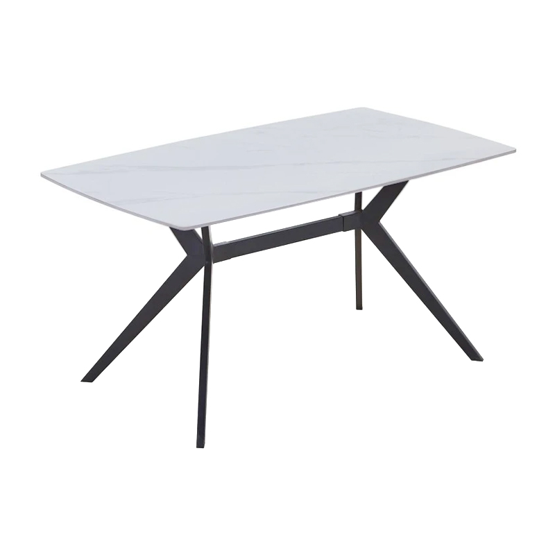 GALI Dining Table 140x80cm Metal Black/Sintered Stone White Marble