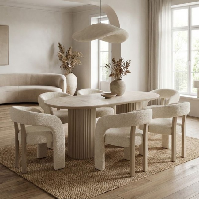 Hazar Megapap MDF dining table in travertine - sandstone color 180x90x77cm.