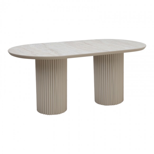 Hazar Megapap MDF dining table in travertine - sandstone color 180x90x77cm.