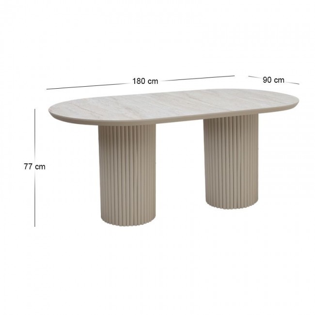 Τραπέζι Hazar Megapap Mdf χρώμα travertine - sandstone 180x90x77εκ.
