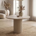 Τραπέζι Hazar Megapap Mdf χρώμα travertine - sandstone Ø100,5x76εκ.