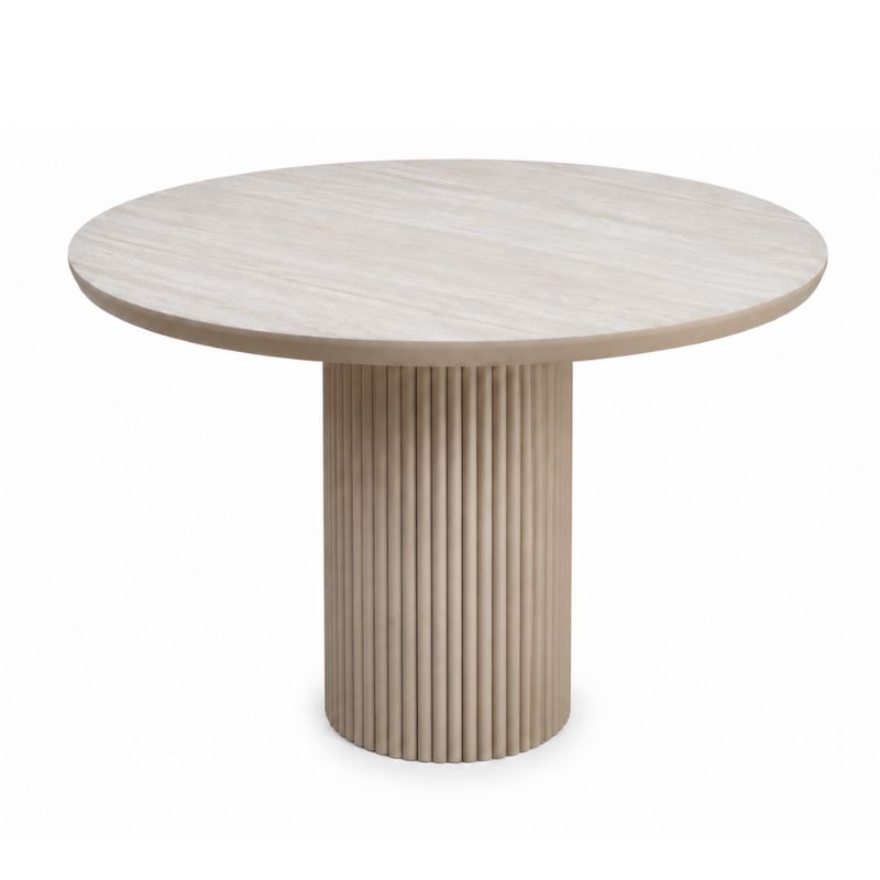 Τραπέζι Hazar Megapap Mdf χρώμα travertine - sandstone Ø100,5x76εκ.