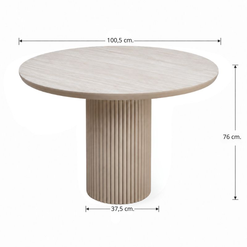 Τραπέζι Hazar Megapap Mdf χρώμα travertine - sandstone Ø100,5x76εκ.
