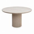Τραπέζι Hazar Megapap Mdf χρώμα travertine - sandstone Ø119,5x76εκ.
