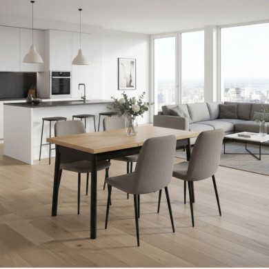 Jemmy Megapap melamine extendable table in natural - black color 120/153x75x77cm.