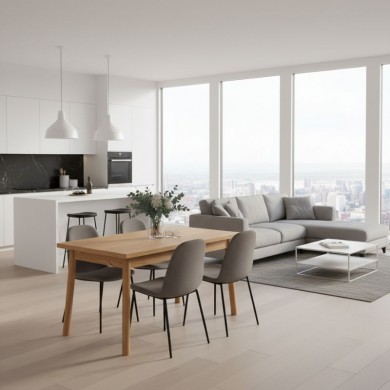 Jemmy Megapap melamine extendable table in atlantic pine color 120/153x75x77cm.