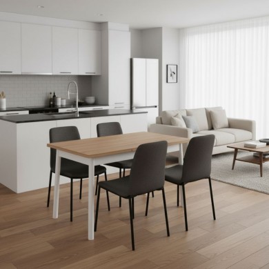 Jemmy Megapap melamine extendable table in natural - white color 120/153x75x77cm.