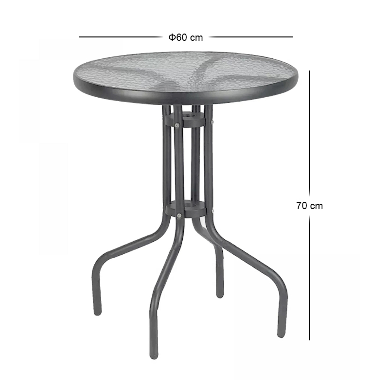 Moreno Megapap metal - tempered glass table in anthracite color Ø60x70cm.
