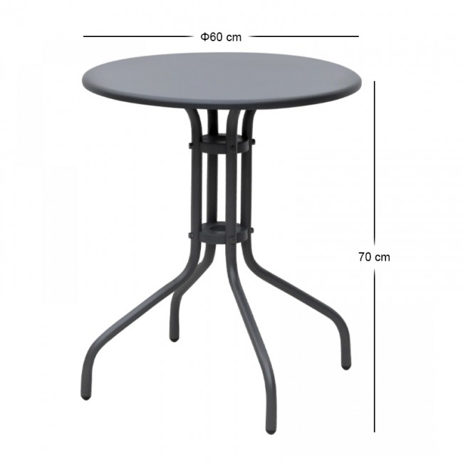 Palermo Megapap metal table in anthracite color Ø60x70cm.
