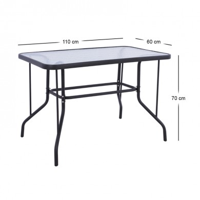 Toledo Megapap metal - tempered glass table in anthracite color 110x60x70cm.