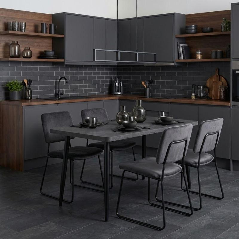 Levico Megapap Mdf/metallic table in dark grey concrete color 130x70x75cm.