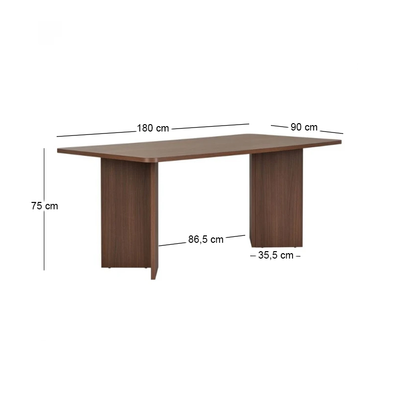 Linza Megapap melamine dining table in walnut color 180x90x75cm.