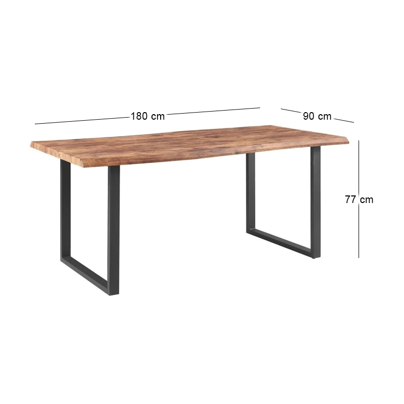 LIZARD 3D PAPER Table 180x90cm Steel Black/Dark Acacia