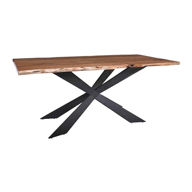 LIZARD-WT Dining Table 160x90x78 Acacia Natural Finish (Black Paint)