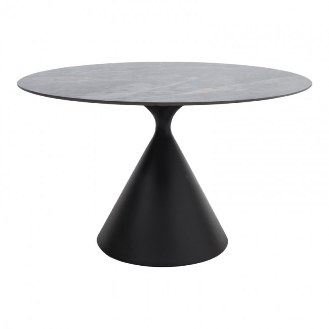 Τραπέζι Logan Megapap sintered stone - μέταλλο χρώμα γκρι εφέ μαρμάρου - μαύρο Ø120x72εκ.