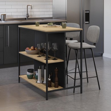Detroit Megapap melamine bar table in sapphire oak - silky black 100x60x95cm.