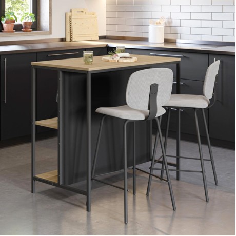 Τραπέζι μπαρ Detroit Megapap χρώμα sapphire oak - silky black 100x60x95εκ.