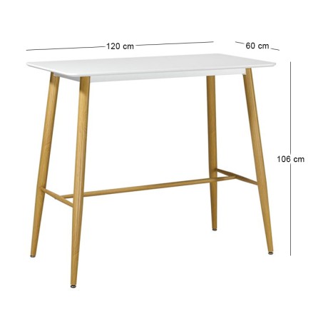 LAVIDA Bar Table 120x60 Metal Natural, White