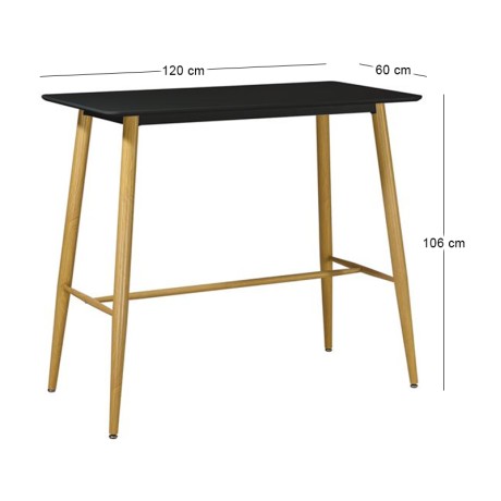 LAVIDA Bar Table 120x60 Metal Natural, Black