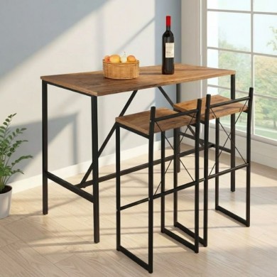 Crego Megapap metal - melamine stand bar table in pine oak color 100x45x89cm.