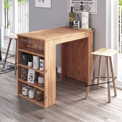 Toska Megapap melamine bar table in pine oak color 112.2x64x91.8cm.
