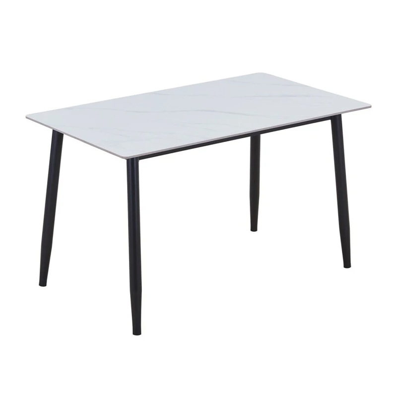 OSLO Dining Table 120x70cm Metal Black/Sintered Stone White Marble