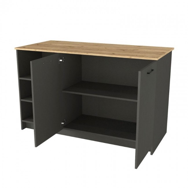 Τραπέζι - Πάγκος κουζίνας Peres Megapap χρώμα ανθρακί - sepet oak 150x70x91,8εκ.