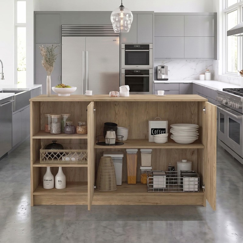 Τραπέζι - Πάγκος κουζίνας Peres Megapap χρώμα sepet oak 150x70x91,8εκ.