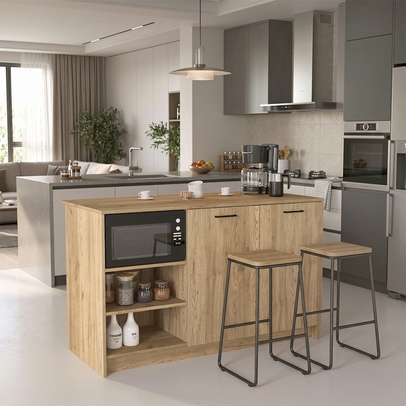 Τραπέζι - Πάγκος κουζίνας Peres Megapap χρώμα sepet oak 150x70x91,8εκ.