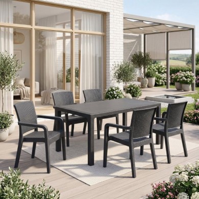 Τραπέζι πολυπροπυλενίου Kalan Megapap χρώμα ανθρακί 150x90x75εκ.