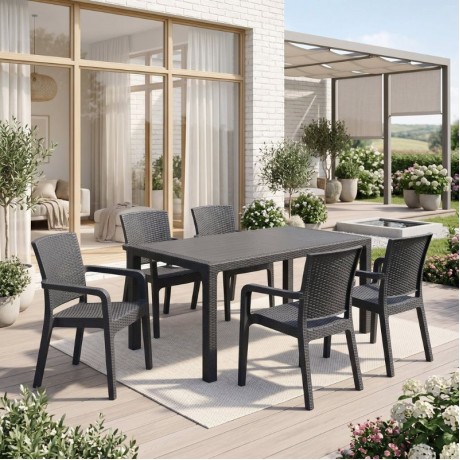 Kalan Megapap polypropylene table in anthracite color 150x90x75cm.
