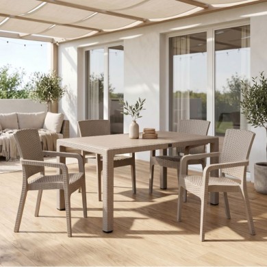 Τραπέζι πολυπροπυλενίου Kalan Megapap χρώμα cappuccino 150x90x75εκ.