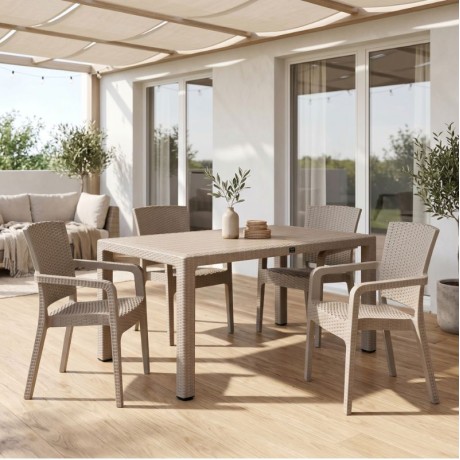 Kalan Megapap polypropylene table in cappuccino color 150x90x75cm.