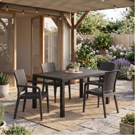 Kalan Megapap polypropylene table in brown color 150x90x75cm.