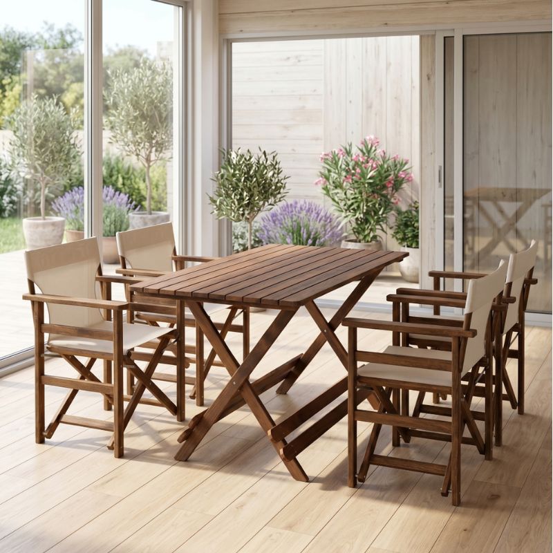 Queen Megapap foldable table by beech wood in walnut color 120x80x75cm.